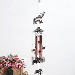 Elephant Iron Wind Chimes, Pendant Decorations, with Bell Charms, Elephant, 830~1050mm
