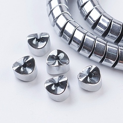 Platinum Plated Vacuum Plating Electroplate Non-magnetic Synthetic Hematite Beads Strands, Grade A, Triangle, Platinum Plated, 8x8x5mm, Hole: 1mm, about 98pcs/strand, 15.9 inch(40.5cm)