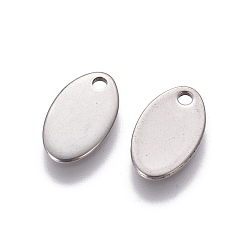Stainless Steel Color 304 Stainless Steel Charms, Stamping Blank Tag, Oval, Stainless Steel Color, 12.5x7.5x1mm, Hole: 1.5mm