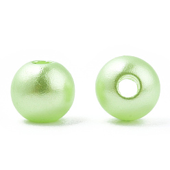 Бледно-Зеленый Окрашенный распылением абс-пластик имитация жемчужных бусин, круглые, бледно-зеленый, 6x5.5 мм, отверстие : 1.8 мм, около 4540 шт / 500 г