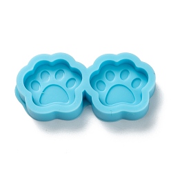 Deep Sky Blue DIY Pendant Silicone Molds, for Earring Makings, Resin Casting Molds, For UV Resin, Epoxy Resin Jewelry Making, Dog Paw Prints, Deep Sky Blue, 17x36x5mm, Inner Diameter: 13x15mm