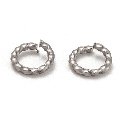 Stainless Steel Color 304 Stainless Steel Twisted Jump Rings, Open Jump Rings, Stainless Steel Color, 6x1.2mm, Inner Diameter: 4mm