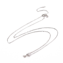 Platinum Rhodium Plated 925 Sterling Silver Cable Chains Necklace Making, with Ice Pick Pinch Bails, Platinum, 17.72 inch(45cm)