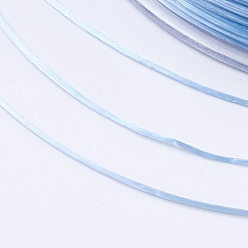 Bleu Ciel Clair Chaîne de cristal élastique plat, fil de perles élastique, pour la fabrication de bracelets élastiques, lumière bleu ciel, 1x0.5mm, environ 87.48 yards (80m)/rouleau