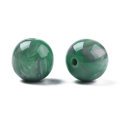 Vert Mer Moyen Perles en résine, pierre d'imitation, ronde, vert de mer moyen, 12x11.5mm, Trou: 1.5~3mm