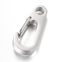 Stainless Steel Color 304 Stainless Steel Keychain Clasp Findings, Stainless Steel Color, 33x14x5mm