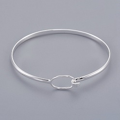 Silver Brass Bangle Making, Silver Color Plated, 63x50x3mm