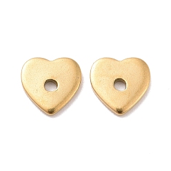 Oro Revestimiento iónico (ip) 304 perlas de acero inoxidable, corazón, dorado, 6x6x1 mm, agujero: 1 mm