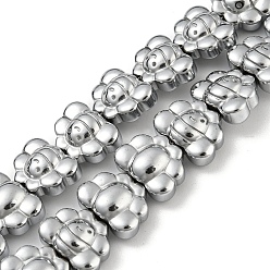 Plaqué Gris Brins de perles d'hématite non magnétiques synthétiques galvanisées, papillon, platinée, 9.2~9.3x12.2~12.4x6~6.1mm, Trou: 0.9mm, Environ 43 pcs/chapelet, 15.35'' (39 cm)