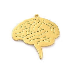 Golden 201 Stainless Steel Pendants, Brain Charm, Golden, 17.5x18x1mm, Hole: 1mm