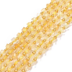 Citrine Natural Citrine Beads Strands, with Seed Beads, Faceted, Diagonal Cube Beads, 5~6x5~6x4~5mm, Hole: 1mm, about 49~55pcs/strand, 15.35''~15.75''(39~40cm)