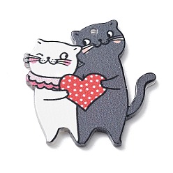 Slate Gray Valentine's Day Theme Acrylic Pendant, Cat, Slate Gray, 39.7x37x2.5mm, Hole: 1.6mm