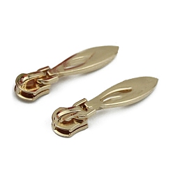 Light Gold #5 Alloy Zipper Puller, for Garment Bag Accessories, Leaf, Light Gold, 5x0.9cm