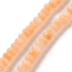Orange Brins de perles de coquillages d'eau douce de culture naturelle, teint, rondelle, orange, 5x3~3.5mm, Trou: 0.9mm, Environ 113 pcs/chapelet, 15.47 pouce (39.3 cm)