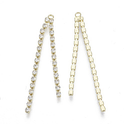 Light Gold Latón taza cadenas borla grandes colgantes, con diamantes de imitación de cristal, la luz de oro, 52x4x2 mm, agujero: 1.6 mm