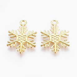 Golden Tibetan Style Alloy Pendants, Cadmium Free & Lead Free, Snowflake, for Christmas, Golden, 26x19x2mm, Hole: 2mm