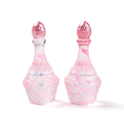 Pink Муляж бутылки из прозрачной смолы кабошон, с блестками, розовые, 33.5x15.5 мм