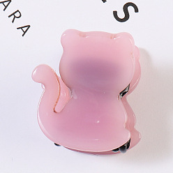Бледно-Розовый Заколки для волос с когтями из ацетата целлюлозы (смола), заколки в форме кошки для женщин и девочек, розовый жемчуг, 25x22 мм
