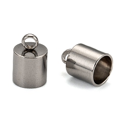 Stainless Steel Color 304 Stainless Steel Cord Ends, Stainless Steel Color, 10x7mm, Hole: 2.2mm, 6mm inner diameter
