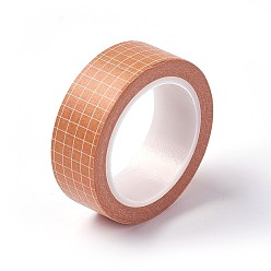 Orange DIY Scrapbook Decorative Paper Tapes, Adhesive Tapes, Grid Pattern, Orange, 15mm, about 10m/roll