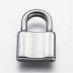 Stainless Steel Color 304 Stainless Steel Pendants, Padlock, Stainless Steel Color, 19x12.5x3mm, Hole: 6x6.5mm