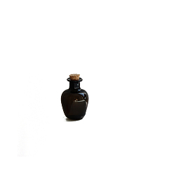 Negro Botellas de deseos vacías de vidrio en miniatura, con tapón de corcho, accesorios de casa de muñecas micro jardín paisajístico, accesorios de fotografía decoraciones, negro, 20x27 mm