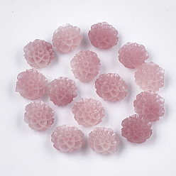 Flamant Perles de corail synthétiques, teint, fleur de lotus, flamant, 10x11x6.5mm, Trou: 1.2mm