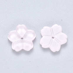 Pink Transparent Single Face Spray Painted Glass Beads, Flower, Pink, 11.5x12x2.5mm, Hole: 1mm