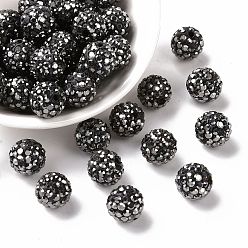 Hématite Perles de boule pave disco , Perles de strass d'argile polymère , ronde, hématite, pp 13 (1.9~2 mm), 6 rangées de strass, 10 mm, Trou: 1.5mm
