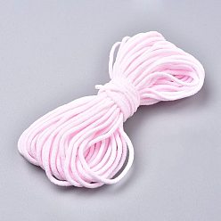 Pink Bande élastique en nylon pour boucle d'oreille, couvre-bouche cordon élastique, matériau de couverture buccale jetable bricolage, rose, 2~3 mm, 5 lot / sac, 10 yard / bundle