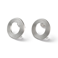 Stainless Steel Color 304 Stainless Stud Earring Findings, with Vertical Loops, Donut, Stainless Steel Color, 17x16.5mm, Hole: 2.7mm, Pin: 0.5mm