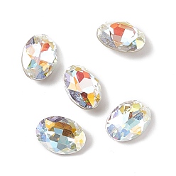 Light Crystal AB Cabujones de diamantes de imitación de cristal, puntiagudo espalda y dorso plateado, oval, luz cristal ab, 14x10x5.5 mm