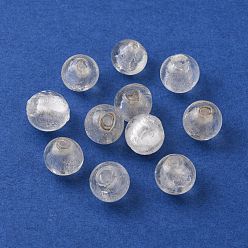 Blanco Abalorios de cristal de lámina de plata hechos a mano, rondo, blanco, sobre 10 mm de diámetro, agujero: 1.5~2 mm