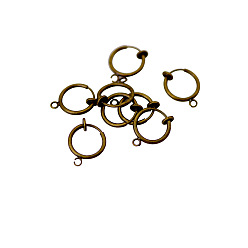 Antique Bronze Brass Clip-on Hoop Earring Findings, for Non-pierced Ears, Cadmium Free & Lead Free, Antique Bronze, 15.5x11x1.5~4.5mm, Hole: 1.8mm