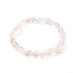 Розовый Кварц Детские эластичные браслеты из натурального розового кварца, упавший камень, самородки, внутренний диаметр: 1-3/4~1-7/8 дюйм (4.3~4.7 см)