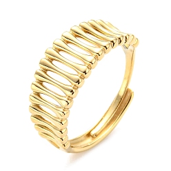 Настоящее золото 14K 304 полое регулируемое кольцо из нержавеющей стали для женщин, реальный 14 k позолоченный, размер США 8 1/2 (18.5 мм)