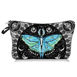 Mariposa Bolsa de almacenamiento de maquillaje impermeable de poliéster, neceser de viaje multifuncional, bolso de mano para mujer, mariposa, 22x13.5 cm