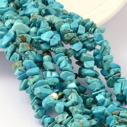 Bleu Ciel Foncé Blanc perles de puces de jade naturels teints, imitation turquoise vert, bleu profond du ciel, 4~10x4~6x2~4mm, Trou: 1mm, Environ 210 pcs/chapelet, 35.4 pouce