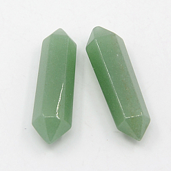 Зеленый Авантюрин Естественный зеленый бисер авантюрин, лечебные камни, палочка для медитативной терапии, уравновешивающая энергию рейки, нет отверстий / незавершенного, точка с двойным окончанием, 28~35x8 мм