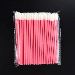 Ярко-Розовый Флокирующая одноразовая кисть для губ, помада кисти для макияжа, палочки для блеска для губ для аппликатора для макияжа, ярко-розовый, 9 см, 50 шт / пакет