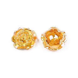 Gold Transparent ABS Plastic Cabochons, Flower, Gold, 19.5x7.5mm