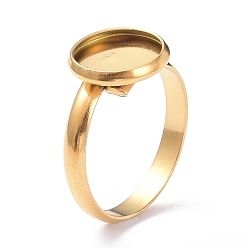 Oro Revestimiento de iones (ip) 304 componentes de anillos de dedo de acero inoxidable, fornituras base de anillo almohadilla, plano y redondo, dorado, Bandeja: 10 mm, 3 mm, tamaño de EE. UU. 7 3/4 (17.9 mm)