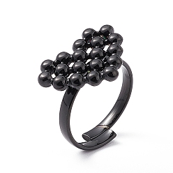 Electrophoresis Black 304 anillos de acero inoxidable corazón anillo ajustable para mujer, electroforesis negro, diámetro interior: 17~19 mm