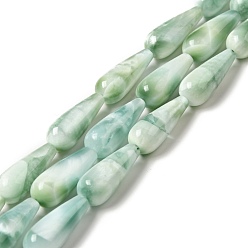 Natural Glass Natural Glass Beads Strands, Grade AB+, Teardrop, Aqua Blue, 20~21x8mm, Hole: 1mm, about 20pcs/strand, 15.5~15.7''(39.37~39.88cm)
