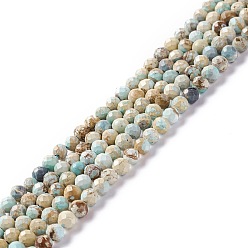 Alice Bleu Brins de perles de jaspe impérial naturel, teint, facette, ronde, bleu alice, 3~3.5mm, Trou: 0.7~0.8mm, Environ 126~137 pcs/chapelet, 15.24~15.39 pouce (38.7~39.1 cm)