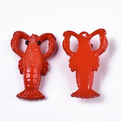 Red Resin Pendants, Imitation Food, Langoustine , Red, 49x31.5x13mm, Hole: 2mm