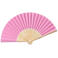 Rosa Caliente Bambú con abanico plegable de papel en blanco., ventilador de bambú de bricolaje, para la decoración del baile de la boda del partido, color de rosa caliente, 210 mm