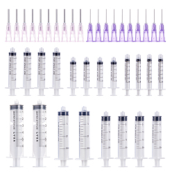 Clear Plastic Screw Type Hand Push Glue Dispensing Syringe(without needle)and Needle Dispense Tips, Clear, 40pcs/set