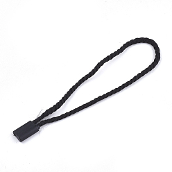 Black Polyester Cord with Seal Tag, Plastic Hang Tag Fasteners, Black, 180~185x2mm, Seal Tag: 10x7x4mm and 9x3mm, about 1000pcs/bag