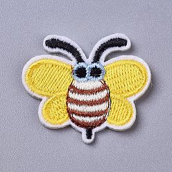 Yellow Computerized Embroidery Cloth Iron on/Sew on Patches, Costume Accessories, Appliques, Bees, Yellow, 31.5x37x1.5mm